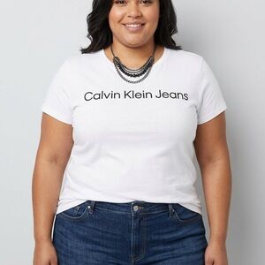 CALVIN KLEIN JEANS White Show Sleeve T-Shirt size XL